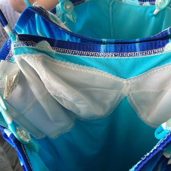 70s DeWeese Swimsuit blue scallop one piece size 10 - Picture 8 of 10